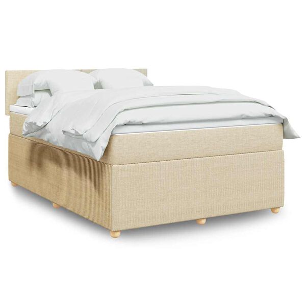 vidaXL Boxspring posteľ s matracom kr&eacute;mov&yacute; 140x190 cm l&aacute;tka