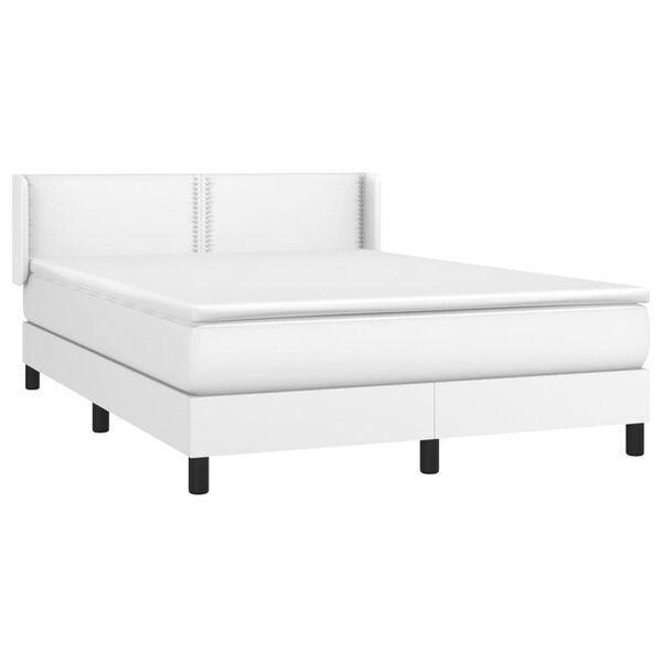 vidaXL Boxspring posteľ s matracom biela 140x200 cm umel&aacute; koža