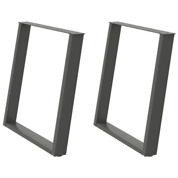 vidaXL Nohy k jed&aacute;lensk&eacute;mu stolu v tvare U, 2 ks, antracitov&eacute;, 80 x (72-73) cm, oceľ