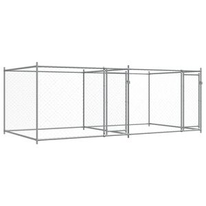 vidaXL Klietka pre psa so dverami siv&aacute; 4x2x1,5 m pozink. oceľ