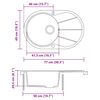 vidaXL Granitový kuchynský drez s jednou vaničkou, oválny, čierny