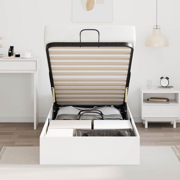 vidaXL Otomanov&yacute; posteľn&yacute; r&aacute;m Biely 80,5 x 200 cm Kon&scaron;truovan&eacute; drevo