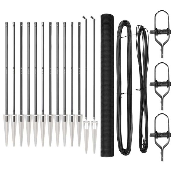 vidaXL Stĺp na plot. Siv&aacute; 25 x 1,6 m (25 x 25 mm pletivo) Ocel a PVC