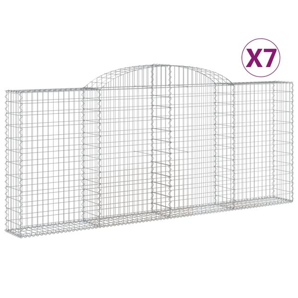 vidaXL Obl&uacute;kov&eacute; gabionov&eacute; ko&scaron;e 7 ks 300x30x120/140 cm pozink. železo
