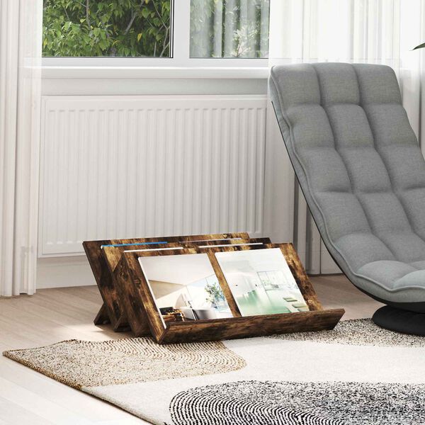 vidaXL Reg&aacute;l na časopisy Dymov&aacute; dub 65 x 53 x 28,5 cm Kompozitn&eacute; drevo