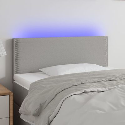 vidaXL Čelo postele s LED bledosivé 100x5x78/88 cm látka