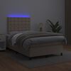vidaXL Boxspring posteľ+matrac a LED, kapuč&iacute;nov&aacute; 120x190cm, umel&aacute; koža