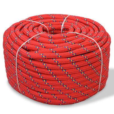 vidaXL Lodné lano, polypropylén, 12 mm, 50 m, červené