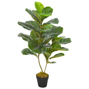 vidaXL Umel&aacute; rastlina, figovn&iacute;k l&yacute;rovitolist&yacute; s kvetin&aacute;čom, zelen&aacute; 90 cm