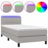 vidaXL Posteľ boxsping s matracom a LED bledosiv&aacute; 90x200 cm l&aacute;tka