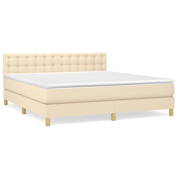 vidaXL Posteľn&yacute; r&aacute;m boxspring s matracom kr&eacute;mov&yacute; 160x200 cm l&aacute;tka