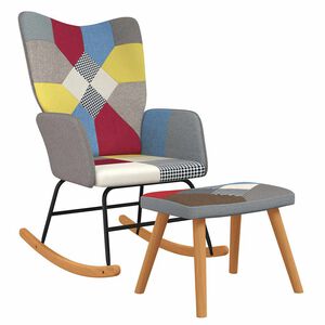 vidaXL Hojdacie kreslo s podnožkou, patchwork, l&aacute;tka