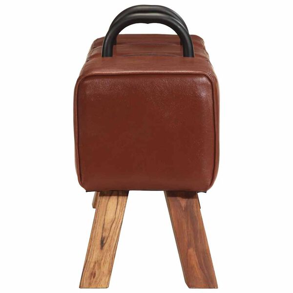 vidaXL Vintage lavica v tvare gymnastickej kozy s rúčkami pravá kozia koža