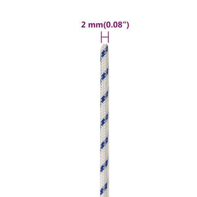 vidaXL Pracovné lano biele 2 mm 25 m polypropylén