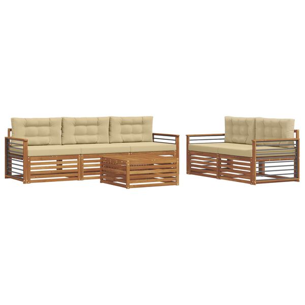 vidaXL Z&aacute;hradn&aacute; s&uacute;prava gaučov s vank&uacute;&scaron;om 6 pcs Pr&iacute;rodn&aacute; a b&eacute;žov&aacute;