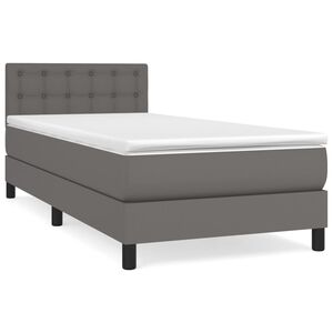 vidaXL Boxspring posteľ s matracom siv&aacute; 90x200 cm umel&aacute; koža
