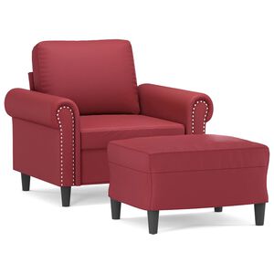 vidaXL Kreslo s podnožkou v&iacute;novo-červen&eacute; 60 cm umel&aacute; koža