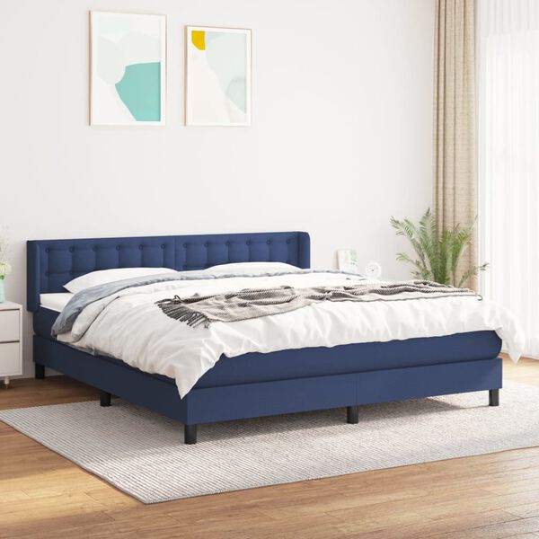 vidaXL Posteľn&yacute; r&aacute;m boxspring s matracom modr&yacute; 160x200 cm l&aacute;tka