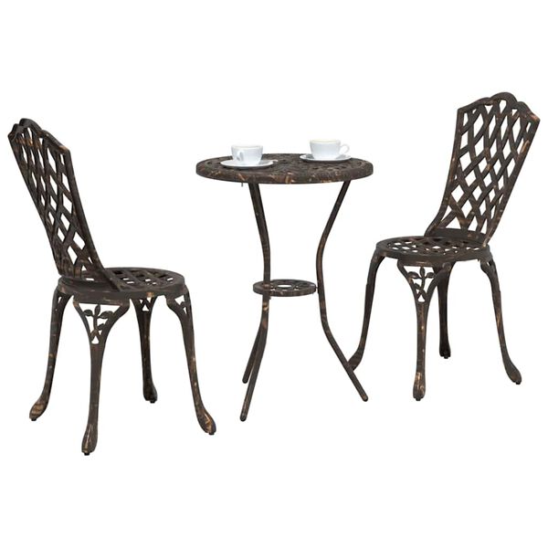vidaXL Záhradný bistro set 3 pcs Bronzová Hliník