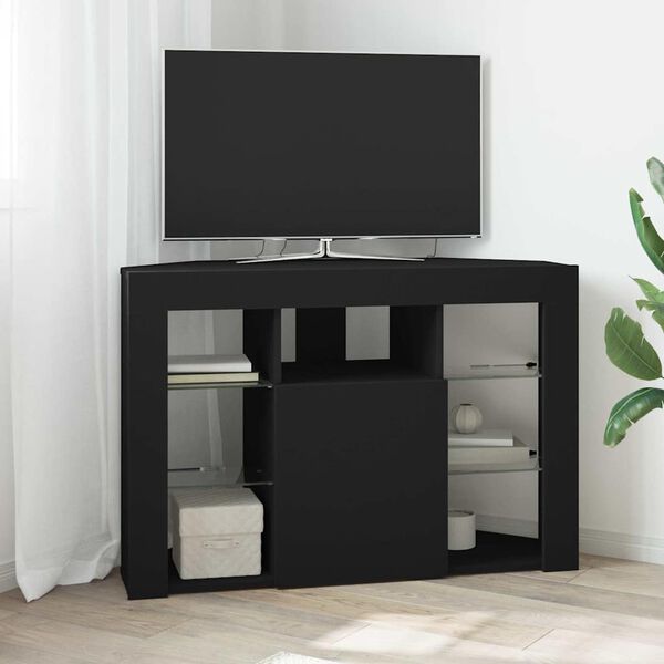 vidaXL Rohov&yacute; LED TV kabinet Čierna 100x40x68cm Kompozitn&eacute; drevo