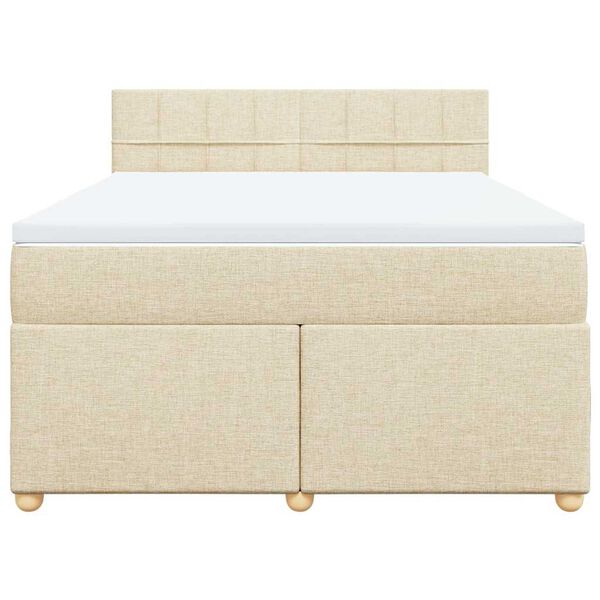 vidaXL Boxspring posteľ s matracom kr&eacute;mov&yacute; 140x190 cm l&aacute;tka