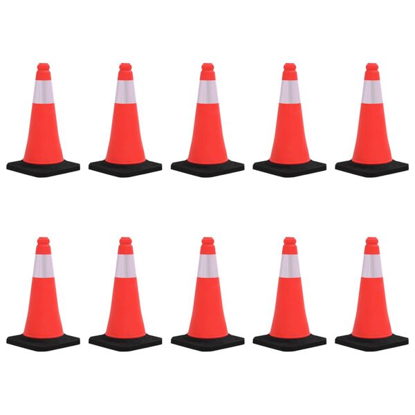 vidaXL Reflexné dopravné kužele s ťažkými základňami 10 ks 50 cm