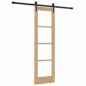 vidaXL Posuvn&eacute; dvere 61 x 198,5 cm Mas&iacute;vne borovicov&eacute; drevo a sklo