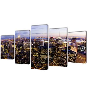 vidaXL Sada obrazov na stenu, mot&iacute;v New York z vt&aacute;čej perspekt&iacute;vy 200x100 cm