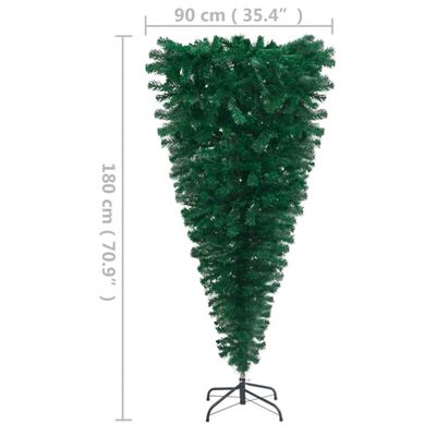 vidaXL Prevrátený osvetlený umelý vianočný stromček, zelený 180 cm