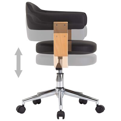 vidaXL Otočná kancelárska stolička čierna ohýbané drevo a umelá koža