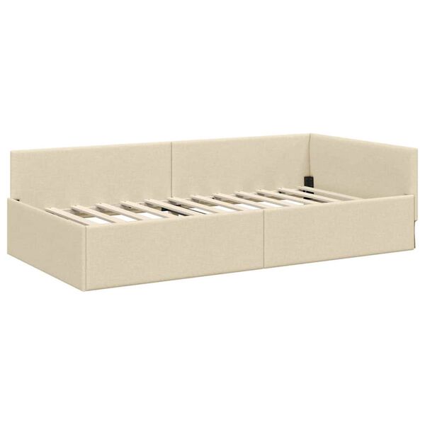 vidaXL Rohov&yacute; r&aacute;m postele s čelnou doskou Kr&eacute;mov&aacute; 90 cm x 190 cm Zamat