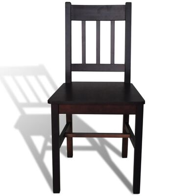 vidaXL Jedálenské stoličky 6 ks, tmavohnedé, borovicové drevo