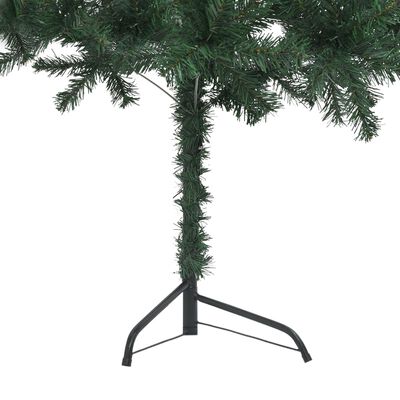 vidaXL Rohový osvetlený umelý vianočný stromček, zelený 210 cm, PVC