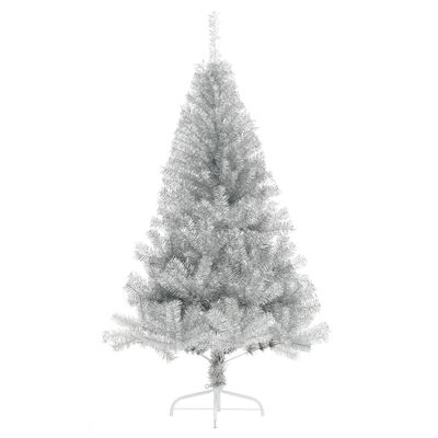 vidaXL Umelý polovičný vianočný stromček+stojan, strieborný 180 cm