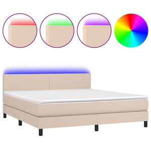 vidaXL Boxspring posteľ matrac a LED kapuč&iacute;nov&aacute; 180x200 cm umel&aacute; koža