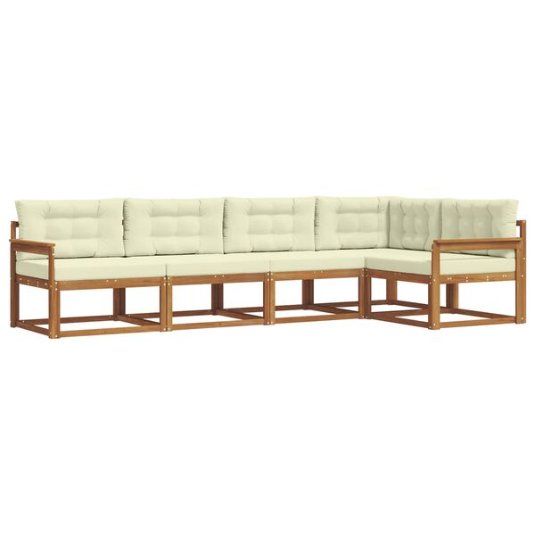 vidaXL Z&aacute;hradn&aacute; s&uacute;prava gaučov s vank&uacute;&scaron;om 5 pcs Pr&iacute;rodn&aacute; a kr&eacute;mov&aacute;