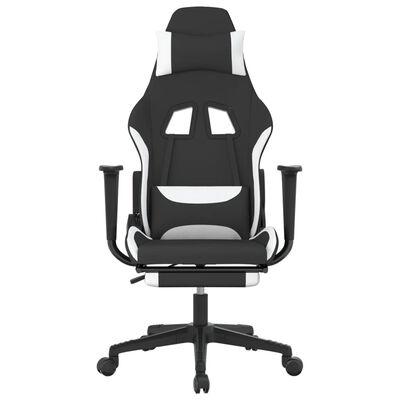 vidaXL Herná stolička s podnožkou čierna a biela látková