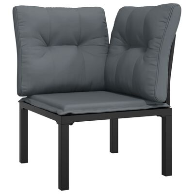 vidaXL Záhradné rohové stoličky a vankúše 2 ks čierne a sivé polyratan