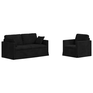 vidaXL Sada pohoviek 2 pcs Čierna 158 x 78 x 80 cm Zamat