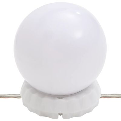 vidaXL Súprava toaletného stolíka s LED biela masívna borovica