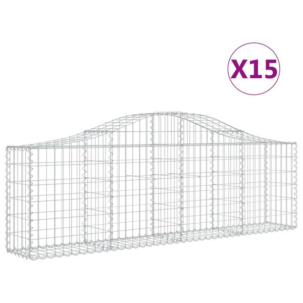 vidaXL Oblúkový gabionový kôš 15 ks 200x30x60/80 cm pozinkované železo