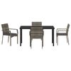 vidaXL Záhradný jedálenský set s vankúšom 5 pcs Sivá polyratan
