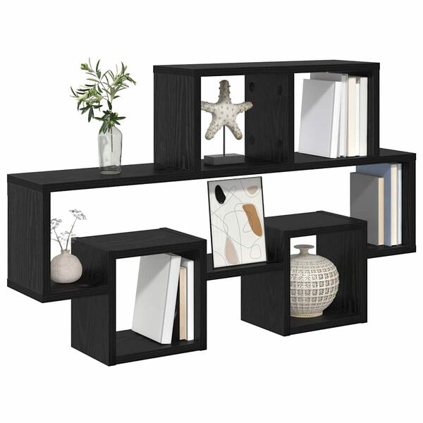 vidaXL Stenná polica Čierny dub 82 x 15 x 51 cm Kompozitné drevo