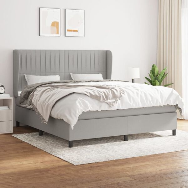 vidaXL Boxspring posteľ s matracom svetlosiv&aacute; 100x200 cm l&aacute;tka