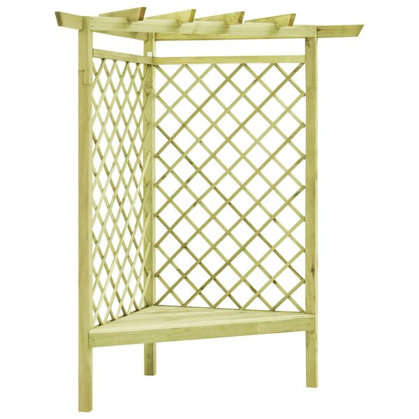 vidaXL Rohová pergola s lavičkou 130x130x197 cm, impregnovaná borovica