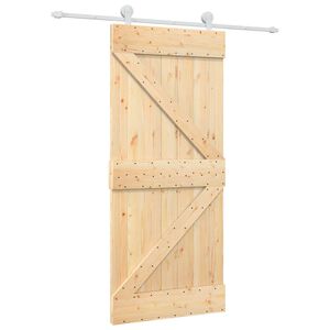 vidaXL Posuvn&eacute; dvere 90 x 210 cm Borovicov&yacute; mas&iacute;v Pr&iacute;rodn&aacute; a biela