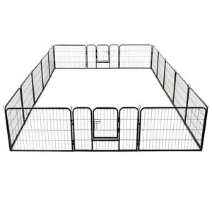 vidaXL Ohr&aacute;dka pre psov so 16 panelmi, oceľov&aacute; 60x80 cm čierna