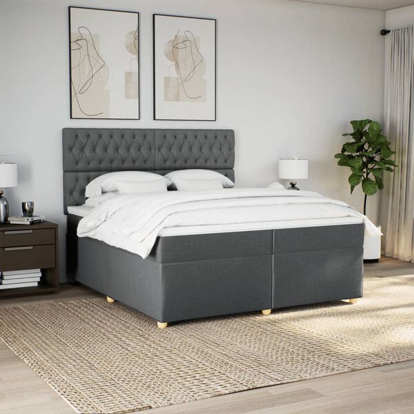 vidaXL Boxspring posteľ s matracom tmavosiv&aacute; 200x200 cm l&aacute;tka