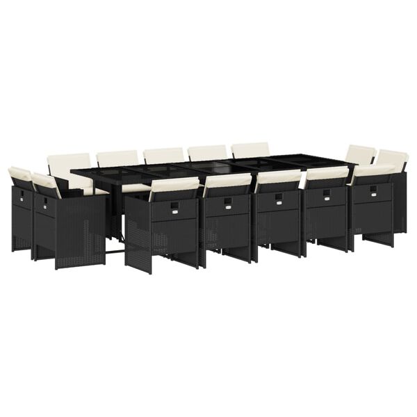 vidaXL 15-dielna z&aacute;hr. jed&aacute;lensk&aacute; s&uacute;prava s vank&uacute;&scaron;mi čierna polyratan