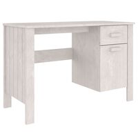vidaXL Písací stôl HAMAR, biely 113x50x75 cm, borovicový masív